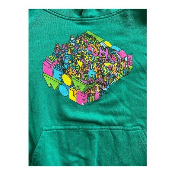 Meow Wolf Area 15 Green / Bright Colors Graphic Hoodie Sweatshirt Pockets XS - Picture 2 of 8